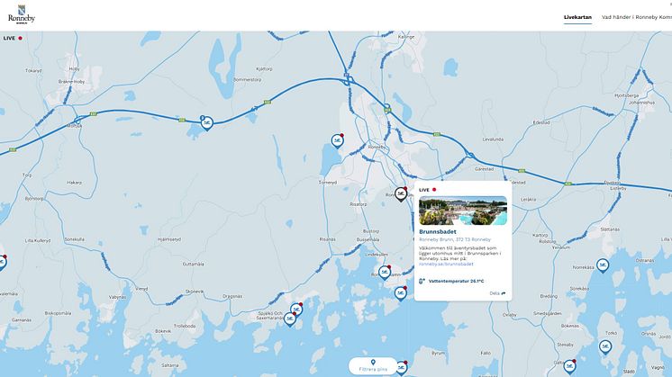 Badtemperaturen visas på Ronneby Live - Brunnsbadet lockar med behagliga 26 grader inför säsongens sista helg. 