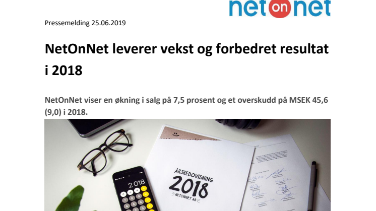 NetOnNet leverer vekst og forbedret resultat i 2018
