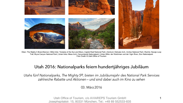 Utah 2016: Nationalparks feiern hundertjähriges Jubiläum