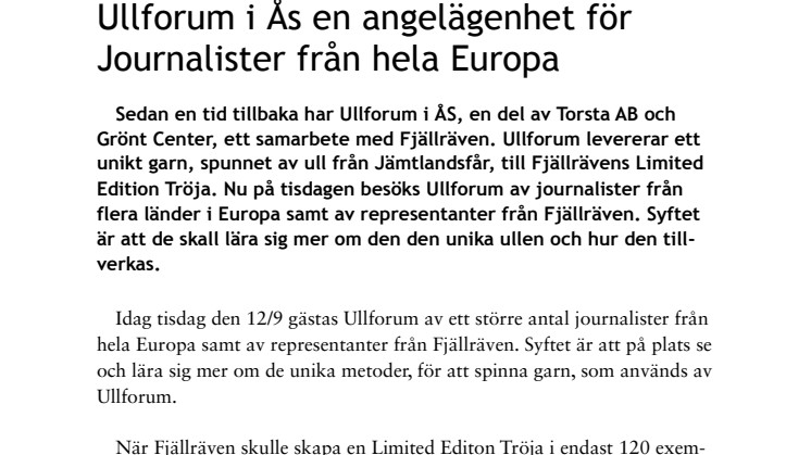 Ullforum i Ås en angelägenhet för Journalister från hela Europa