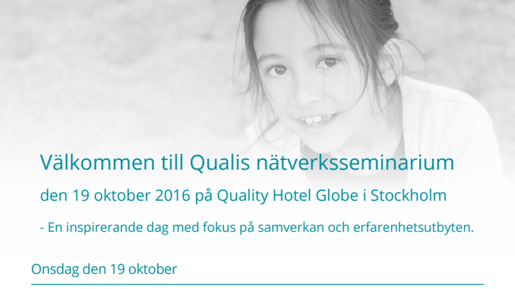 Qualis nätverksseminarium den 19 oktober 2016 - nytt uppdaterat program!