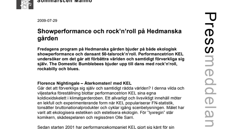 Showperformance och rock'n'roll på Hedmanska gården    