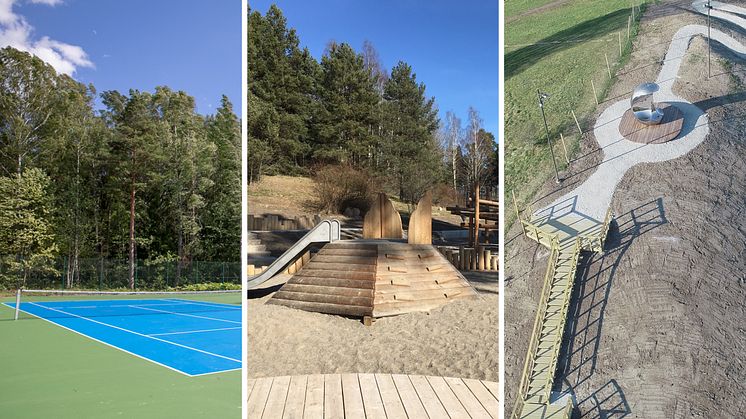 Vivallakullen har bland annat fått upprustade tennisbanor, lekplats och ett nytt konstverk. Foto: Susanne Flink, Örebro kommun och NCC.