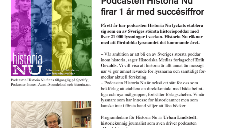 Podcasten Historia Nu  firar 1 år med succésiffror