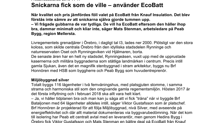 Reportage: Snickarna fick som de ville – använder EcoBatt