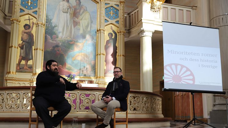 Erland Kaldaras (Romska kulturcentret) och Jon Petersson (Resandefolket) Foto: Svenska kyrkan Malmö