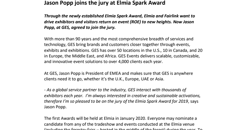 Jason Popp joins the jury at Elmia Spark Award 