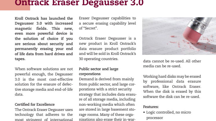 Produktblad: Ontrack Eraser Degausser 3.0