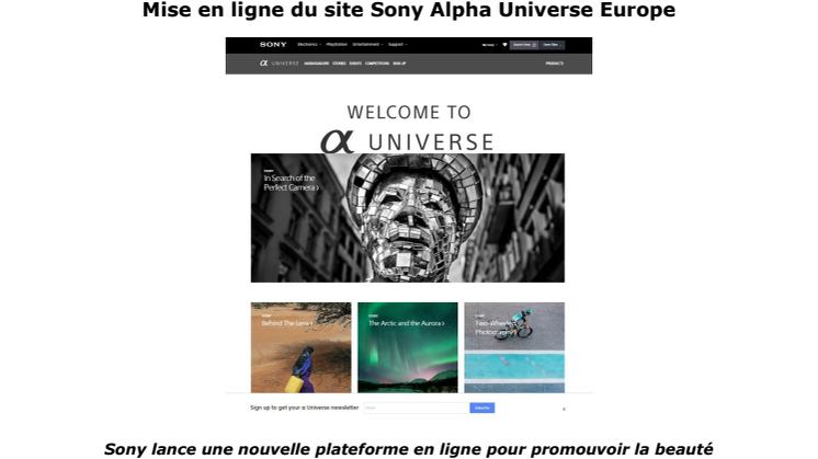 Mise en ligne du site Sony Alpha Universe Europe