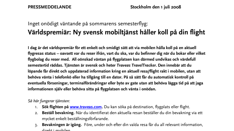 Världspremiär: Ny svensk mobiltjänst håller koll på din flight
