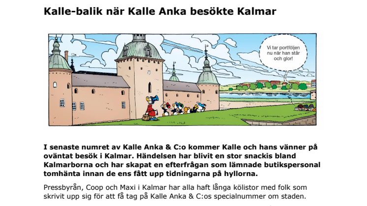 Kalle-balik när Kalle Anka besökte Kalmar 