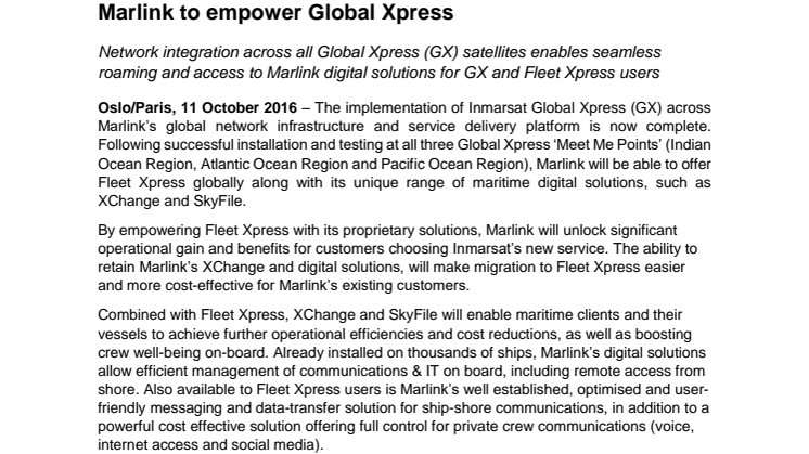 Marlink: Marlink to empower Global Xpress 