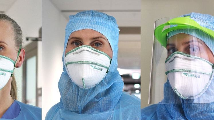 Pauline Rylander Hagson, Care Manager THICU at Karolinska Universitetssjukhuset, wearing respiratory protection mask CamProtect from Camfil