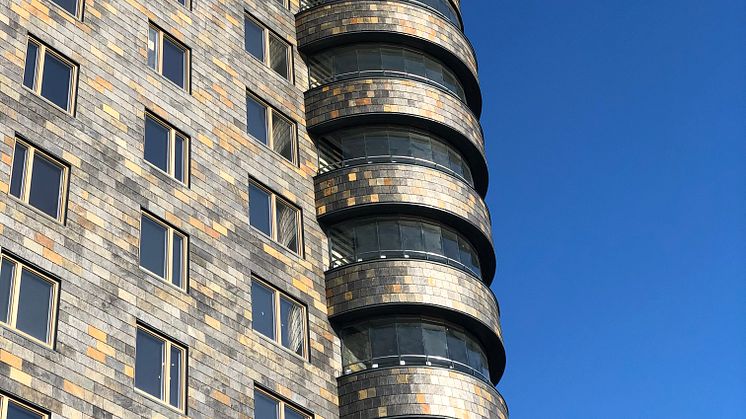 Fyrtornet på Lidingö, takskiffer Otta Rost i fasadsystemet NordClad