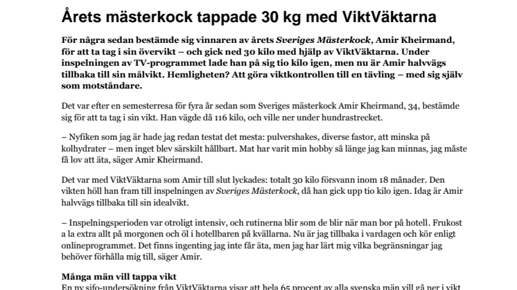 Årets mästerkock tappade 30 kg med ViktVäktarna