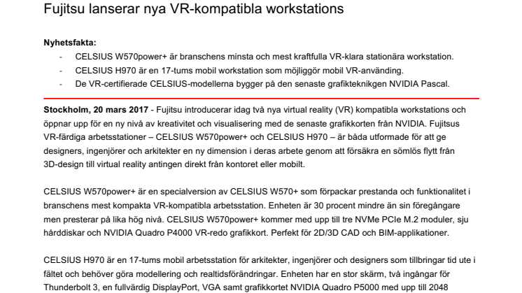 Fujitsu lanserar nya VR-kompatibla workstations