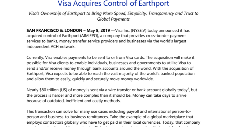 Visa osti Earthportin