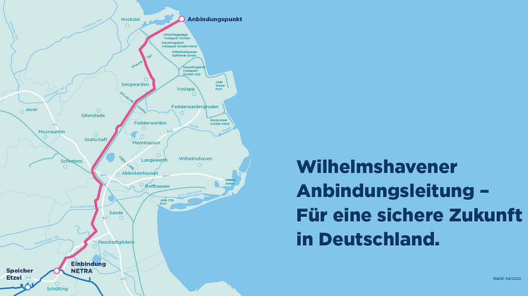 Die von OGE geplante Anbindungsleitung an das Fernleitungsnetz bis Ende 2022 | Quelle: OGE