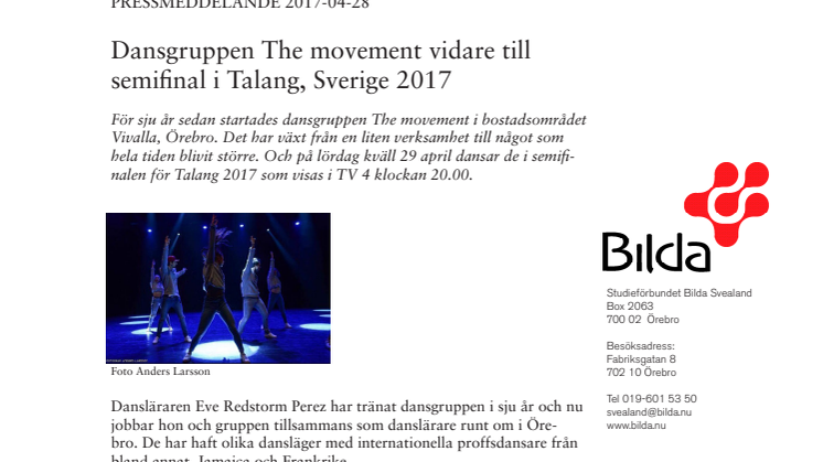 Dansgruppen The Movement vidare till semifinal i Talang, Sverige 2017