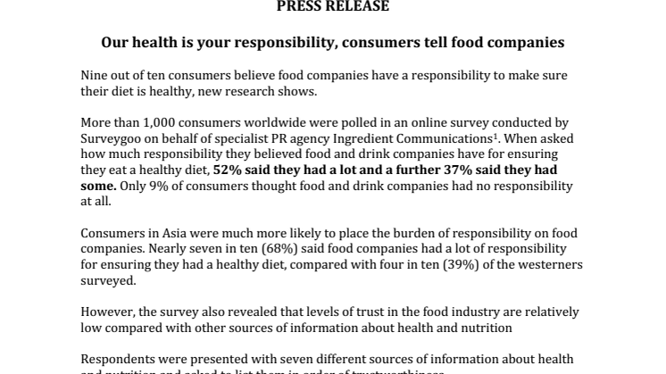 Our health is your responsibility, consumers tell food companies