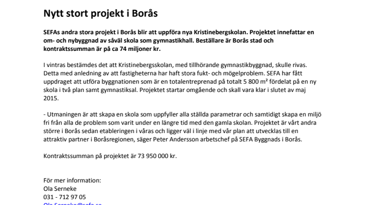 Nytt stort projekt i Borås 