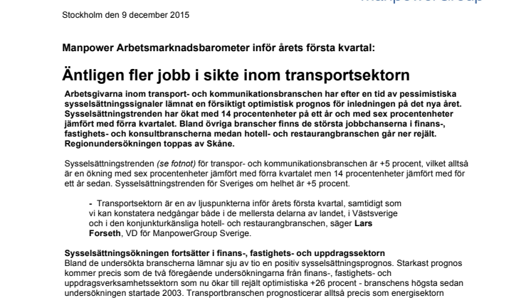 Äntligen fler jobb i sikte inom transportsektorn
