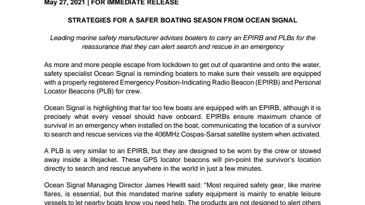 Strategies for a Safer Boating Season from Ocean Signal