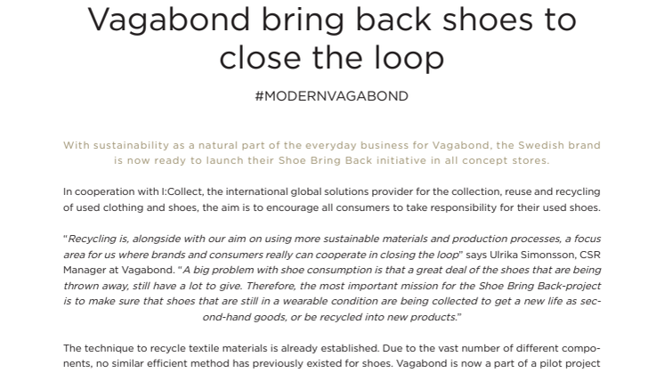 Vagabond bring back shoes to close the loop
