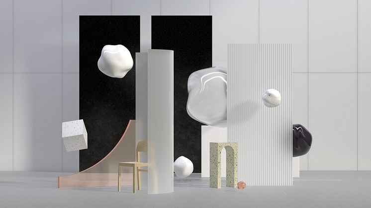 Nyskapande material inom arkitektur och design i gops monter på Stockholm Furniture Fair