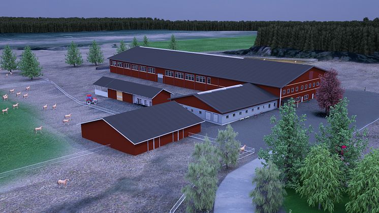 Nyköpings kommuns nya ridsportsanläggning blir en modern och lättillgänglig anläggning på Nyäng. Bild: Svalsta Byggkonsult