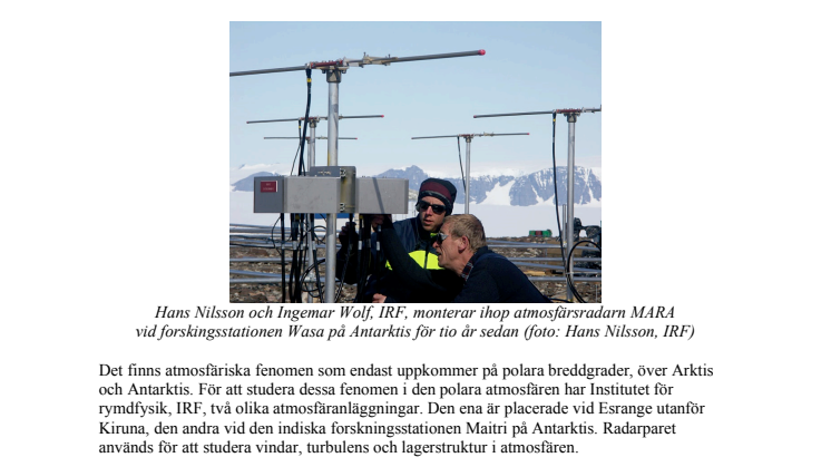 Radarparet som utforskar den polara atmosfären fyller jämt - ESRAD och MARA