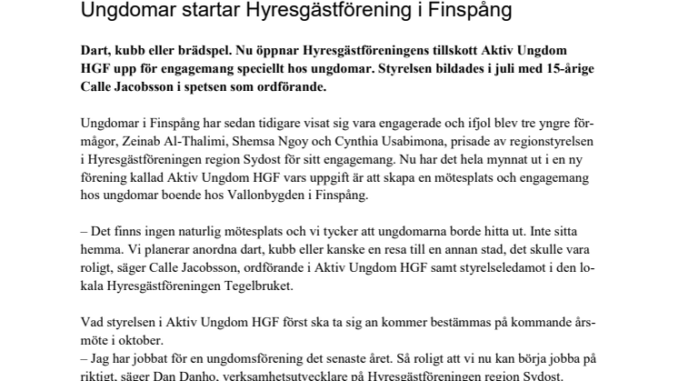 Ungdomar startar Hyresgästförening i Finspång