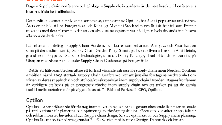 Ett fullsatt Supply chain conference i Stockholm