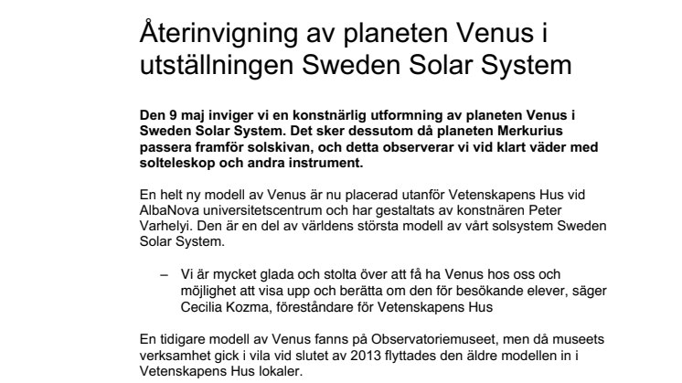 ​Återinvigning av planeten Venus