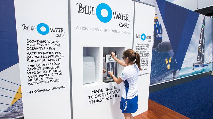 The Bluewater hydration stations supply on demand still and carbonated pure water  to visitors to the America's Cup village on Bermuda where plastic bottles are banned. 