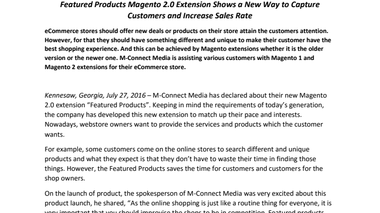 Featured Products Magento 2.0 Extension Shows a New Way to Capture Customers and Increase Sales Rate