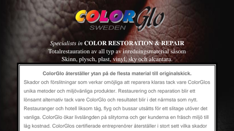 Information om restaurering, ColorGlo