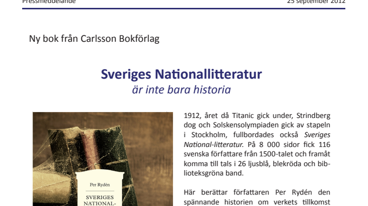 Sveriges nationallitteratur nominerad till Stora Fackbokspriset