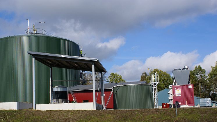 SLU:s biogasanläggning vid Lövsta forskningscentrum ca 8 kilometer utanför Uppsala. Foto: Åke Nordberg, SLU