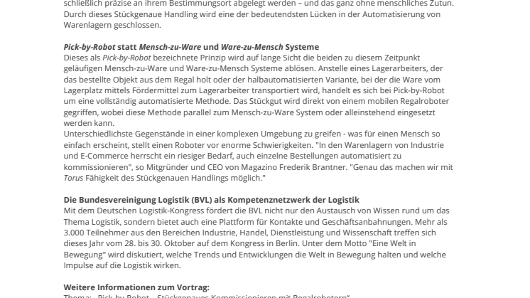 PM Magazino auf dem Deutschen Logistik-Kongress 15.10.15