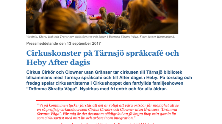 Cirkuskonster på Tärnsjö språkcafé och Heby After dagis 