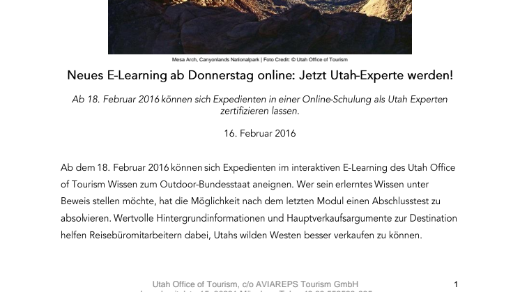 Neues E-Learning online: Hier Utah-Experte werden!