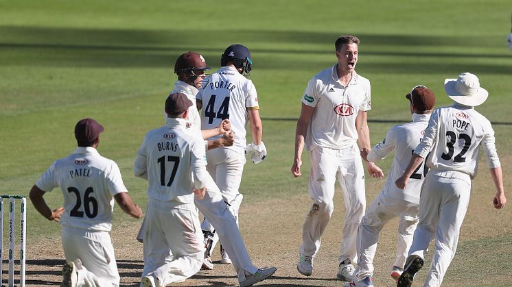 Morne Morkel celebrates Surrey's victory over Essex last season. Photo: Getty Images