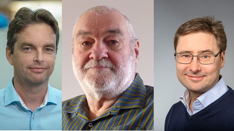 Teknisk-naturvetenskaplig fakultets samverkanspris 2022 delas av forskarna Markus Broström, Rainer Backman och Matias Eriksson. Bild: kollage
