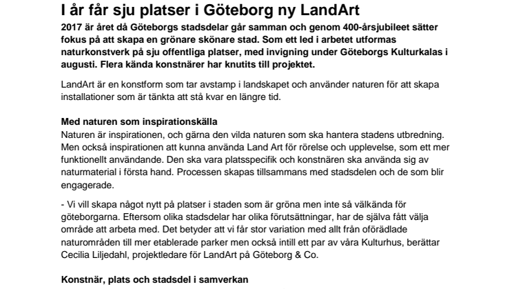 I år får sju platser i Göteborg ny LandArt