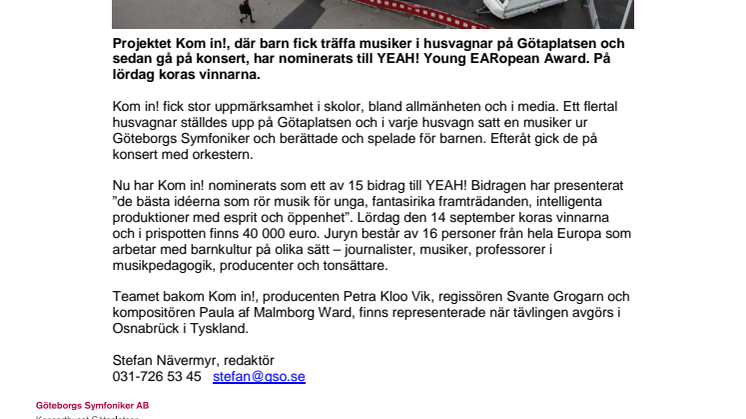 Göteborgs Symfoniker tävlar om 40 000 euro