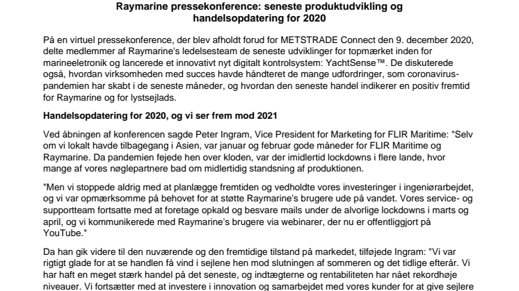 Raymarine pressekonference: seneste produktudvikling og  handelsopdatering for 2020 