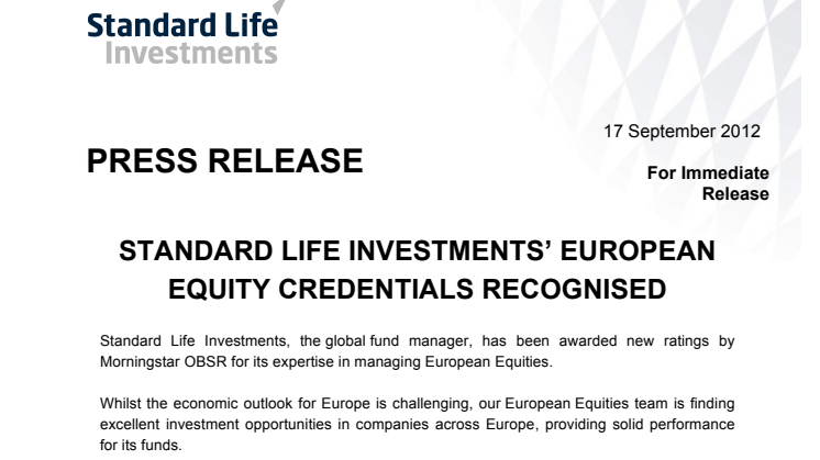 Standard Life Investments fonder uppgraderas av Morningstar