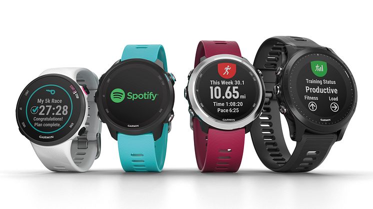 Garmin® presenterer en helt ny Forerunner®-serie. En serie med fire nye klokker, fullspekket med ulike funksjoner som passer for alle løpere  – med musikk, avanserte treningsfunksjoner og kart 