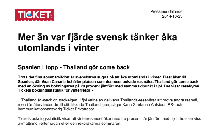 Mer än var fjärde svensk tänker åka utomlands i vinter